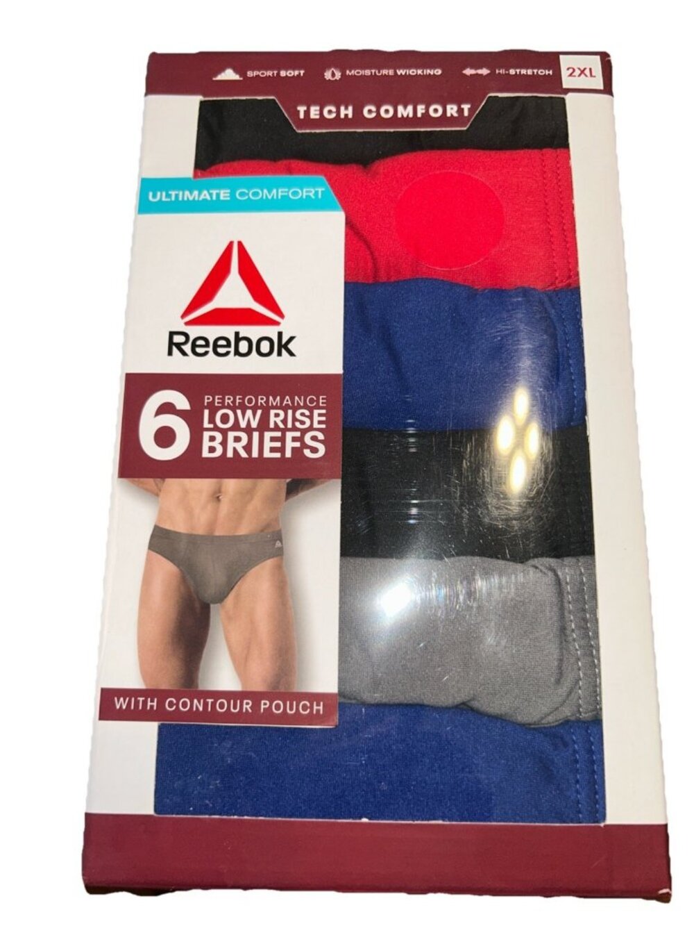 Men’s Reebok Low Rise Performance Briefs 6 PACK Size 2XL 44-46 BRAND NEW